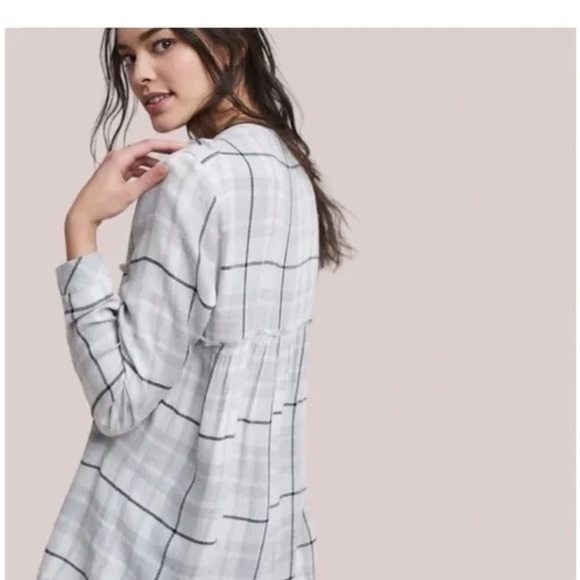 Anthropologie Cloth and Stone Plaid Gray Flannel - Picture 2 of 6